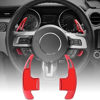 Voodonala Red Steering Wheel Shift Paddle Shifter Trim Cover for Ford Mustang 20152pcsset