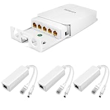 4 Channel Waterproof Gigabit PoE++ Extender & 3-Pack DC Barrel Plug Gigabit PoE Splitter - Expand to 3 Non-PoE Network Devices