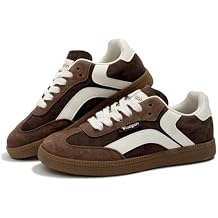Tuopin Women's Fashion Sneakers Women Classic Gum Sole Trainers Genuine Leather Walking Footwear Anti Slip Sneakers Casual Tennis Shoes
