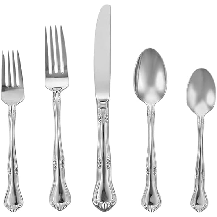 Gorham Valcourt Stainless Flatware 5 Piece Place Setting , Silver -