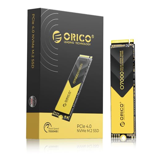 ORICO 512GB NVMe SSD PCIe 4.0- Up to 7000MBs, M.2 SSD 2280 PCIe 4.0X4 Internal Solid State Drive, Fast Heat Dissipation, Compatible with macOS Windows for Gamers and Creators-O7000 512GB