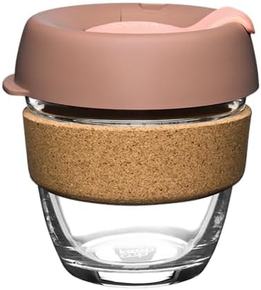 KeepCup Brew Cork - Reusable Coffee Cup Tempered Glass and Natural Cork, S 8oz/227ml - Frappe