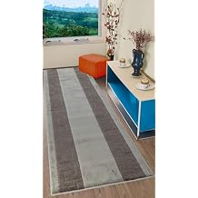English Home Custom Size Non Slip Washable Moroccan Meander Greek Key Design Runner Rug (Grey, 26"" x 20')