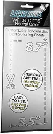LightDims White Dims Self Adhesive Dimming/Softening Sheets for Harsh LED Lights Medium Size Size (1 Sheet) Neutral Color & (1 Sheet) of Free Mystery Gift. Packaging May Vary