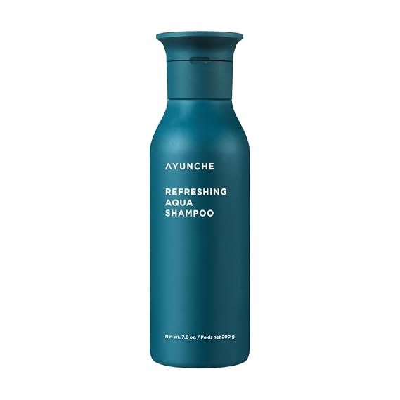 AYUNCHE Refreshing Shampoo for Clean Oily Scalp, 7.1oz - Deep Purifying & Cool Down, Powerful Cooling & Deep Cleansing, Anti-Dandruff Shampoo, Korean Salon Brand