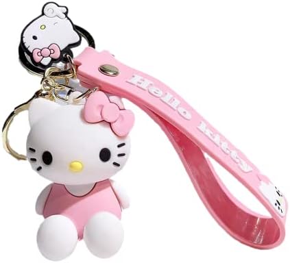 Xerial Cute kitty keychain, cartoon cat keychain, kawaii kitty accessories,kitty charms, kitty car accessories,kitty key chains,Bag Purse Backpack Accessories, gift for Girls Women