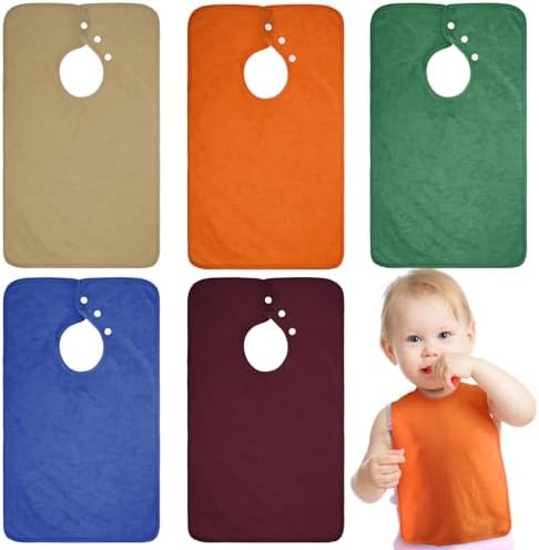 Hercicy Full Coverage Pullover Toddler Baby Bibs Terry Cloth Bibs with Snap Button for 0-4 Years Unisex Feeding Drooling