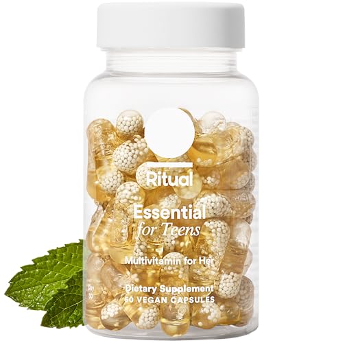 Ritual Teen Vitamins for Girls - Zinc, Vitamin A and D3 for Immune Function Support, Omega-3 DHA & B12 for Brain Health, Non-GMO, Mint Essenced, 30 Day Supply, 60 Vegan Capsules