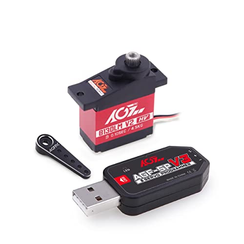 AGFRC B13DLM V2 4.5KG Micro Digital Servo, HPS06 25T Metal Servo Horn and AGF-SPV3 Servo Programmer