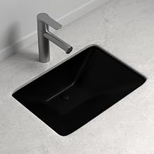 18-Inch Rectangle Under Mount Pop-Up Ceramic Sink Bathroom Undermount Vanity Basin with 1 Overflow Ceramic Matte Black.