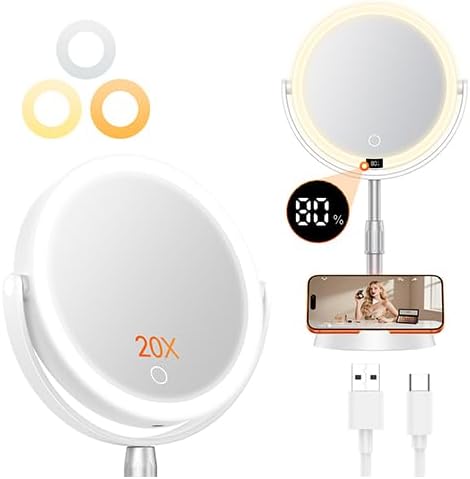 Gospire ABS 7" Lighted Makeup Mirror with Lights and Magnification 20X
