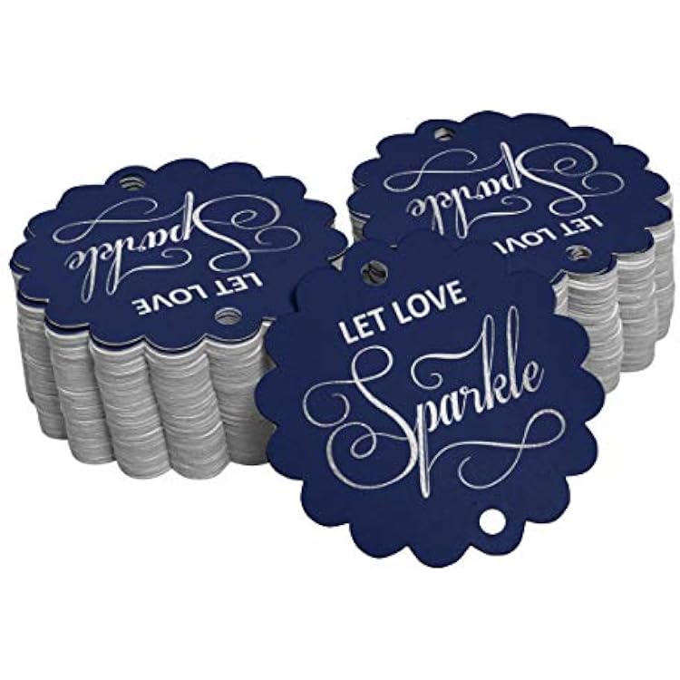 Silver Foil Paper Hang Tags Let Love Sparkle Wedding Favor Tags 50 Piece