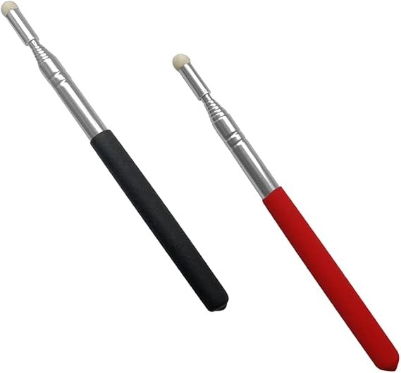 2 PcsTelescopic Teachers Pointer Stick, Extendable Teaching Pointer, Whiteboard Pointer with Felt Head for Teachers, Guides, Coach, Extends to 39''(Red and Black)