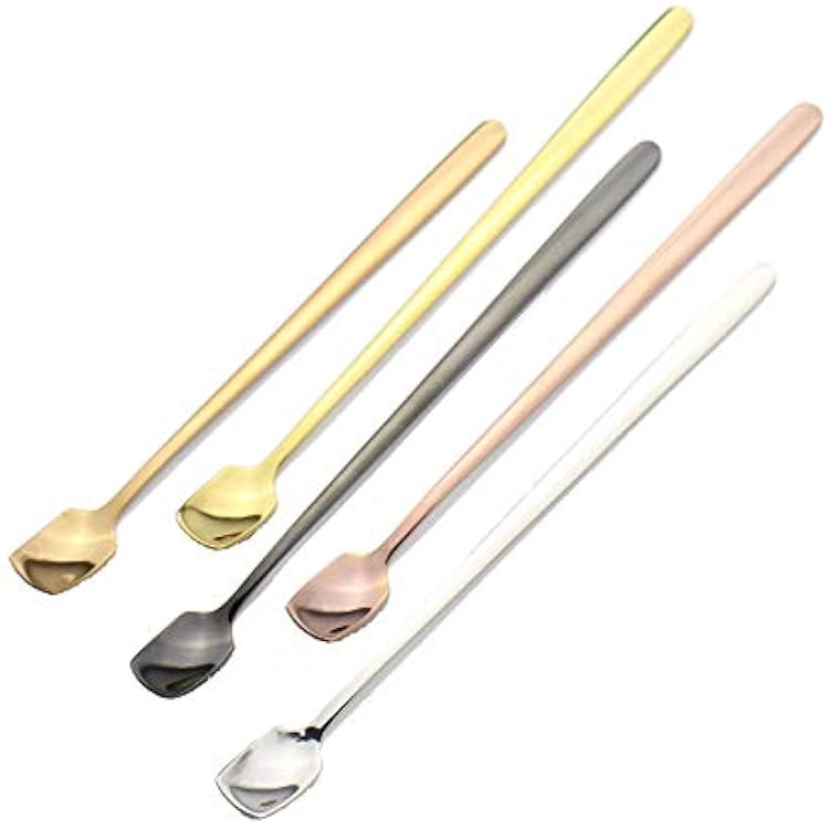 Silverware Flatware Set, 41624324048 Pieces 304 Stainless Steel Coffee Spoon Mixing Spoon Creative Ice Spoon Square Head Dessert Honey Spoon1Set-4Pcs