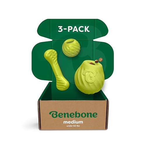 Benebone 3-Pack BallBone MediumPawbler Rubber Pet Toys