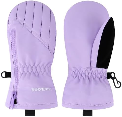 Kids Waterproof Winter Snow Gloves Mittens for Toddlers - Zippered Ski Mittens for Baby Boys and Girls