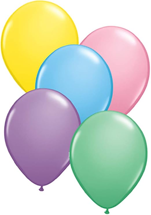 Qualatex 43763 Pastel Assortment Latex Balloons, 11", Multicolor, Pack of 100