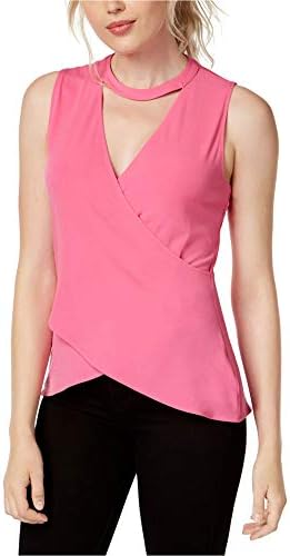 Rachel Roy Womens Cross-Front Wrap Blouse, Pink, X-Small