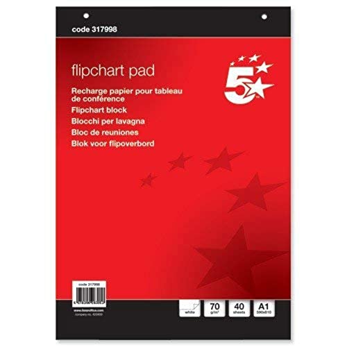 5 Star Office Flipchart Pad Perforated 40 Sheets A1 Plain