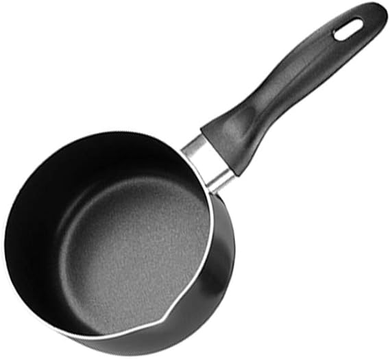 Chef Aid Non Stick Milk Pan, 14 Cm High Grade Aluminium Pan with Pouring Lip and Stay Cool Handle, for Use On Gas, Electric and Ceramic Hobs, Black