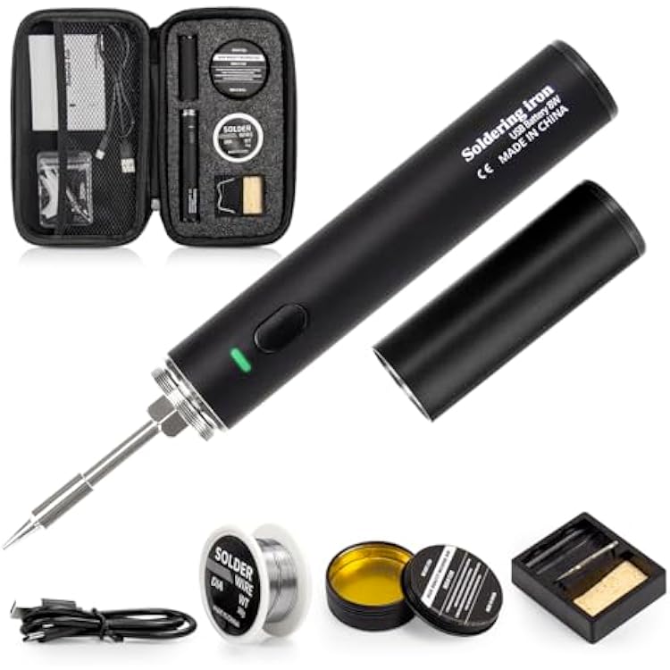 Cordless Soldering Iron Kit, 1200mAh USB Portable and Rechargeable Gun Pen, 3 Temperature Adjustable Wireless Soldering Iron for Small Soldering Projects, Home Appliance Repair, DIY