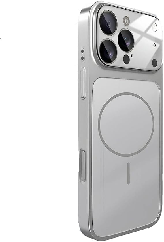 İPhone 17 Pro Max ile Uyumlu Magsafe Destekli Kablosuz Şarj Özellikli Kamera Lens Korumalı Şık Metal Görünümlü Telefon Kılıfı