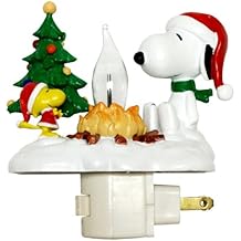 Snoopy By Camp Fire 4.5 Inch Polyresin Swivel Plug Flickering Night Light