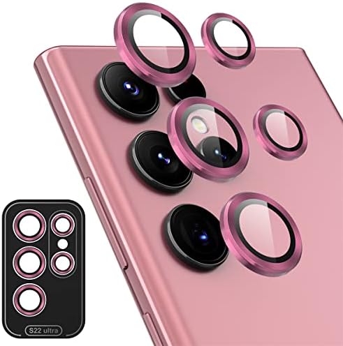 Suoman [1 Pack 32 for Samsung Galaxy S22 Ultra Camera Lens Protector, 9H Tempered Glass, [Does not Affect Night Shots] Metal Frosted Independent Protective Cover - Red