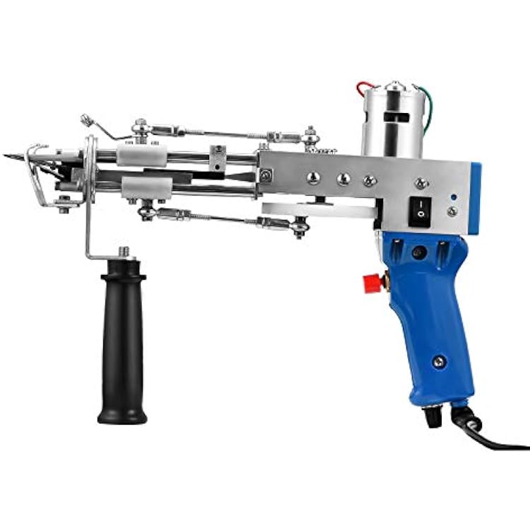 Electric Carpet Tufting Gun, Carpet Weaving Machine, Flocking Machine, Hand-Held Industrial Tufting Gun Rug Making Tools Cut Pile,Adjustable Carpet Height is 7-21mmBlue