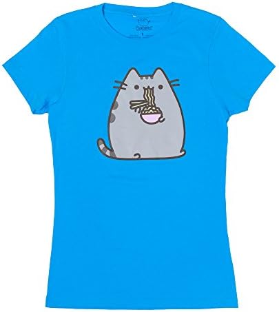 Pusheen The Cat Eating Noodles Juniors T-Shirt