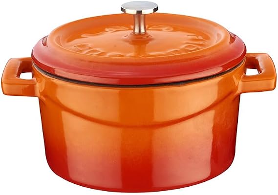 Lava Metal Döküm Mini Tencere, 10 cm, 0.35 L Hacim, Turuncu
