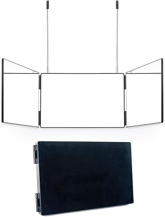 3-Way Mirror 360° Self Cut Mirror 3-Fold Mirror Self Hair Cutting Styling Height Adjustable Telescopic DIY Hair Cutting Makeup Wash Shower Shaving