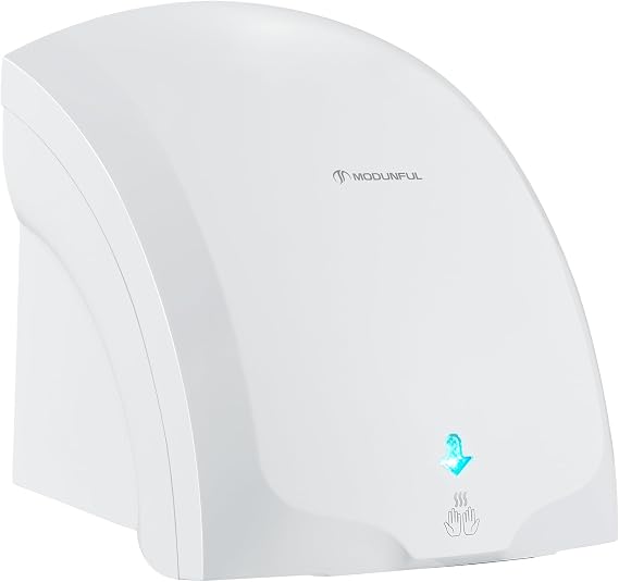 modunful Electric Hand Dryer,Automatic High Speed Hand Dryer Commercial Hand Dryer for Kitchen, Bathroom and Toilet 220v 1400W White