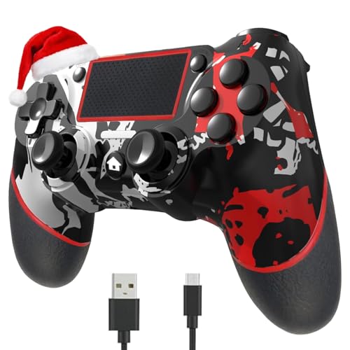 SZYUYU Wireless Controller for Ps4 Romote Compatible with Ps4SlimProWindows PC, Controller for Ps4 with 3.5mm Audio Jack, Touch Pad,Six Axis Motion Control, Charging Cable Flame White