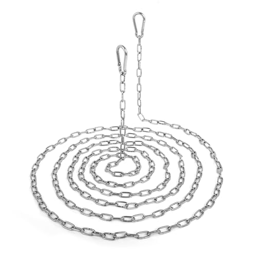 10 Feet Long Light Duty Chain, 564 Inch Small Metal Chain with 532 in Carabiners, Easy to Adjust Stainless Steel Link Chain for Indoor Outdoor Hanging Bird Feeder Wind Chimes Signs Planters Silver