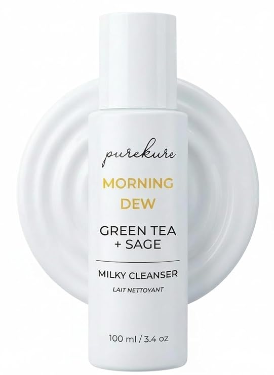 Milky Cleanser with Green Tea and Sage. Hydrating Organic Face Cleanser, Daily Gentle Non-Stripping Face Wash for Sensitve Skin, 100 mL