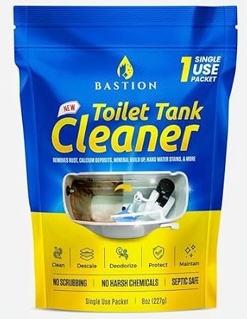 Bastion Toilet Tank Cleaner, Single Use 8oz (227g) Packet (*Not For Toilet Bowl*) Removes Rust, Calcium Deposits, Mineral Build Up, Hard Water Stains
