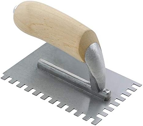 Kraft Tool ST392 1/4"x3/16" Sawtooth V-Notched Mini Trowel (6-1/2"x4") w/Wood Handle