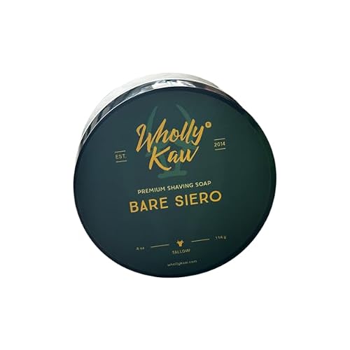 WhollyKaw Unscented Suitable for Sensitive Skin Bare Siero Tallow Shaving Soap Enriched with Donkey Milk, Water Buffalo Milk, Whey Proteins, Omega 3, Hops Extract No Essential Oils No Fragrance.