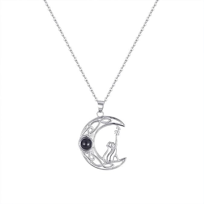 Personalized Projection Necklace for Women, Customized Moon Portrait Pendant Jewelry Projection Pendant Anniversary Memorial for Wife Mother