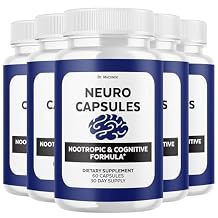 5 Pack Neuro Capsules - Official NeuroCapsules Brain Health and Memory Support Advanced Formula, Daily Premium Focus for Overall Health &amp; Wellness - 300 Capsules for 5 Months