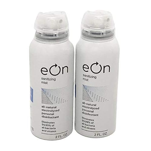All-Natural Electrolyzed Personal Disinfectant Spray by eOn Mist - 2 FL oz cans of Sanitizing Mist - EPA approved 2 pack