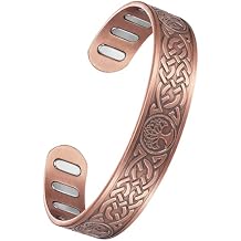 Jecanori Copper Magnetic Bracelets for Men and WomenUpgraded Oval Magnets-Adjustable Cuff Bangles