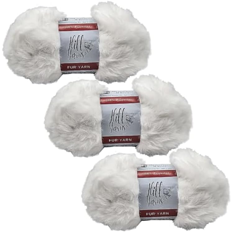3 Pack Faux Fur Yarn for Crocheting | Fluffy Yarn | Soft Yarn for Crocheting | Crochet Yarn Pack of 3 Fun Fur Yarn Blue, Black and White Yarn for Crocheting | Fable Fur Yarn | Soft Fur Yarn Fluffy