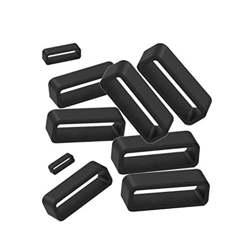 8Pcs Rubber Replacement Watch Band Strap Loops Watch Band Loop Holder Keeper Silicone Watch Strap Loops Keeper Retainer Loop 12mm 14mm 16mm 18mm 20mm 22mm 24mm 26mmBlack