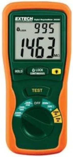 Extech 380260 Autoranging Digital Insulation Tester | Megohmmeter, insulation to 2000 MOhm, continuity, AC/DC voltage, data hold, leads, case, batteries