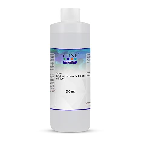 Sodium Hydroxide Solution 0.010N (N/100) - 500mL | Lab-Grade NaOH Standard Solution for Titration, Chemical Analysis & Research | Pre-Mixed for Accurate Results