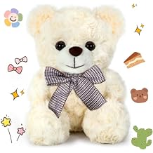 Graduation Teddy Bear Gifts-Whiite Teddy Bear Stuffed Animal, 8 Soft Cream Bear Toy for Toddlers Boys Girls 3+, Teddy Bear Baby Shower Deco, Birthday Xmas Gifts