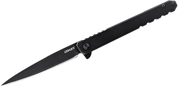 Coast Founder's Collection ORIGIN EDC LX532 Folding Pocketknife, Flipper Tab, Frame Lock, Pocket Clip, Stainless-Steel, Black