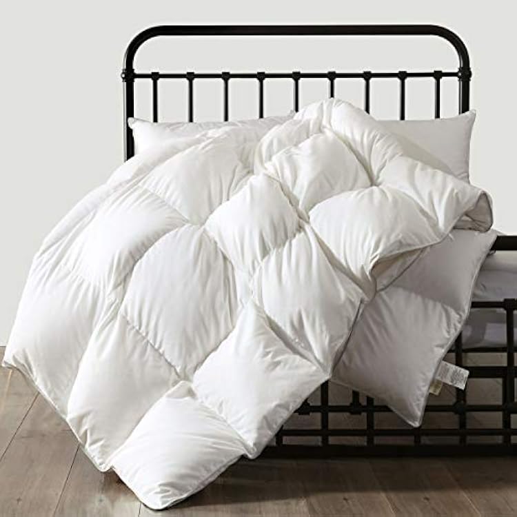 APSMILE Luxurious Queen Size Down Feather Fibers Comforter, Ultra-Soft All Season Duvet Insert, Fluffy Hotel Collection Down Feather Fibers Comforter with 8 Ties90x90, White